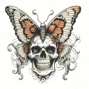 skull face on butterfly wings  tattoo design idea