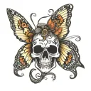 skull face on butterfly wings  tattoo design idea