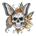 skull face on butterfly wings  tattoo design idea