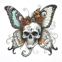 skull face on butterfly wings  tattoo design idea