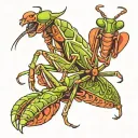 two headed praying mantis   tattoo design idea