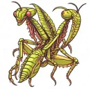 two headed praying mantis   tattoo design idea