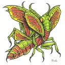 two headed praying mantis   tattoo design idea