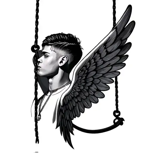 Justin Bieber's wing in the trapeze tattoo design idea