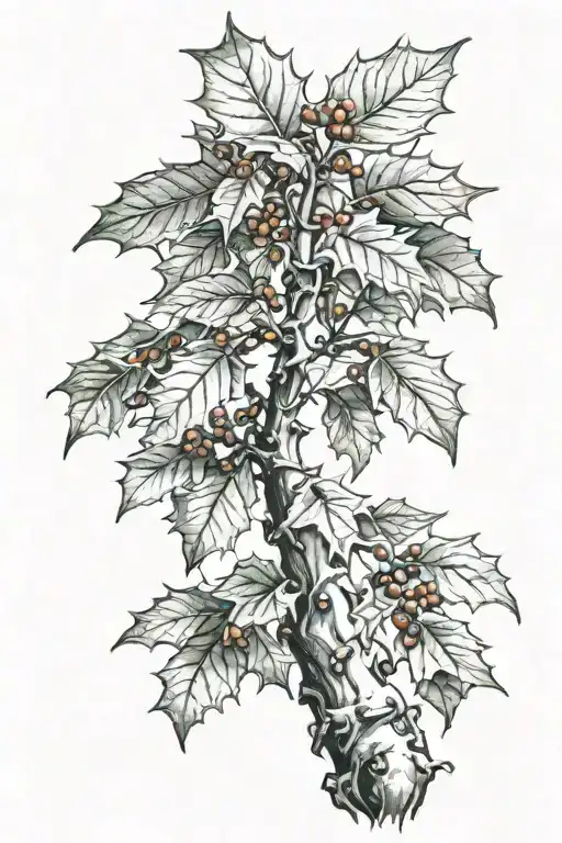 holly tree with baby foot steps  tattoo design idea