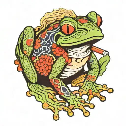 frog smoking tattoo design idea
