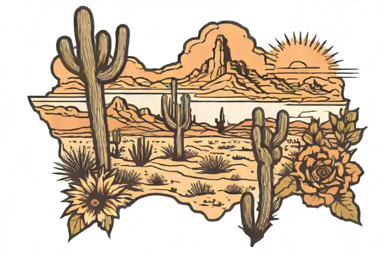 Arizona desert landscape tattoo design idea