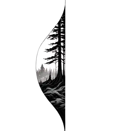 dense dark forest tattoo design idea