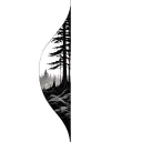dense dark forest tattoo design idea