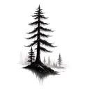 dense dark forest tattoo design idea