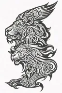 lion and eagle head tattoo design idea
