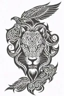 lion and eagle head tattoo design idea