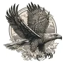 wolf eagle flying tattoo design idea