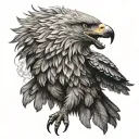 wolf eagle flying tattoo design idea
