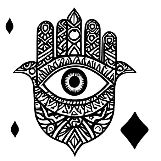 hamsa hand symbol with eye arabic geometric tattoo design idea