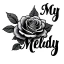 "My Melody" melody rose intertwined tattoo design idea