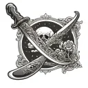 straight razor reflecting moonlight shining tattoo design idea