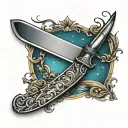 straight razor reflecting moonlight shining tattoo design idea