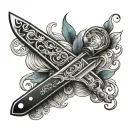 straight razor reflecting moonlight shining tattoo design idea