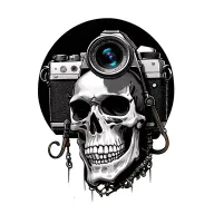 skeleton with camera tattoo design idea
