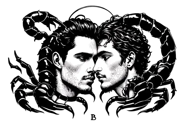 male Scorpio in love with male cancer zodiac sign  tattoo design idea