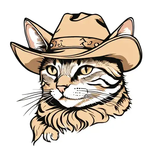 cat with cowboy hat tattoo design idea