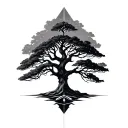 Geometric elm tree tattoo design idea