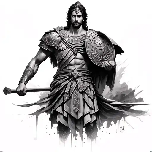 roman warrior and roman colleseum tattoo design idea