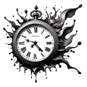 Create a tattoo featuring a clock melting away, representing the fleeting nature of time in men's work tattoo design idea