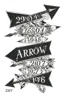 Arrow with the year dates 1977, 2006 and 2008 tattoo design idea