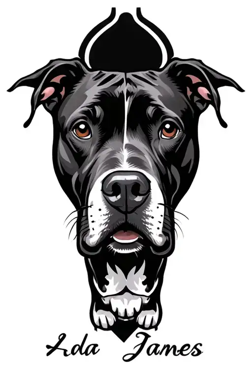 "Ada James" pitbull ears outline tattoo design idea