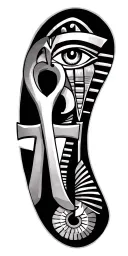 Egyptian beetle and ankh, osiris and Horus eye tattoo design idea