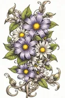 flower intertwined vine wrapping violet daisy jasmine tattoo design idea