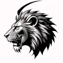 lion head with a gladiator  tattoo design idea