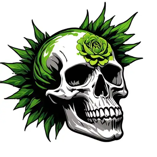skull green and good heavens tattoo design idea
