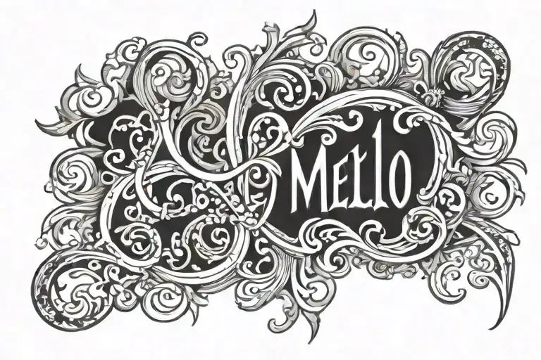 la melo written in gothic letters tattoo design idea