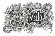 la melo written in gothic letters tattoo design idea