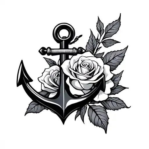 Navy Anchor rose  tattoo design idea