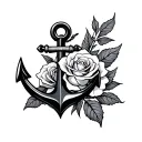 Navy Anchor rose  tattoo design idea
