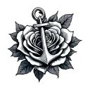 Navy Anchor rose  tattoo design idea
