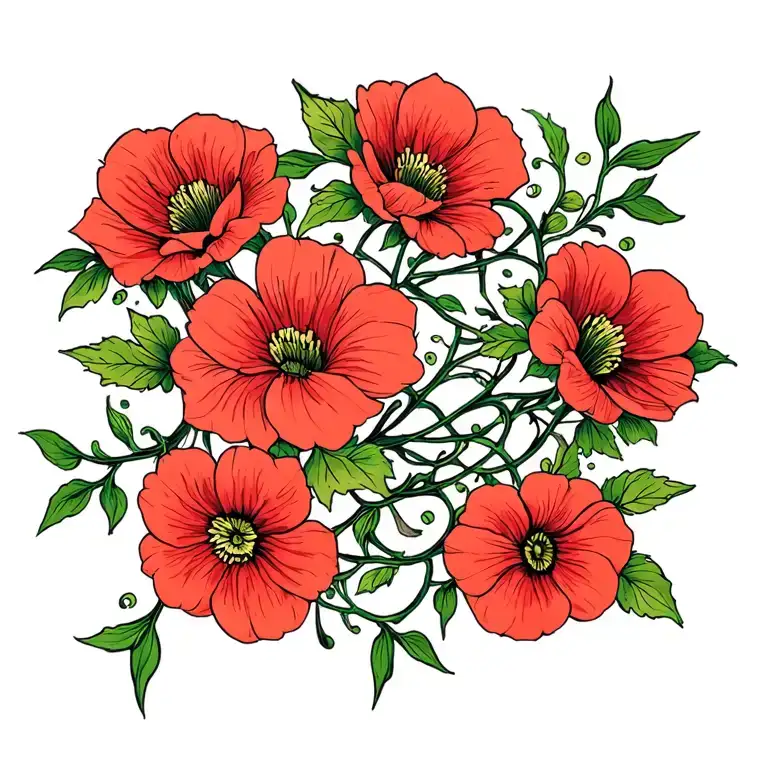 flower vines intertwining tattoo design idea