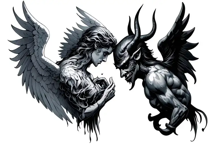 Angel vs devil ch tattoo design idea