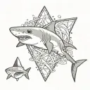 small shark combined with triangle tattoo design idea