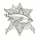 small shark combined with triangle tattoo design idea