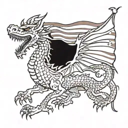 Hungarian dragon with american flag tattoo design tattoo design idea