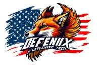 "Fenix Defense Tech" Phoenix with the head of a Fox. American flag in the background. tattoo design idea