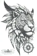 roaring lion; eagle; sunset on beach with palm trees; Nigerian mask; rose; compass tattoo design idea