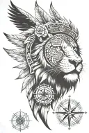 roaring lion; eagle; sunset on beach with palm trees; Nigerian mask; rose; compass tattoo design idea