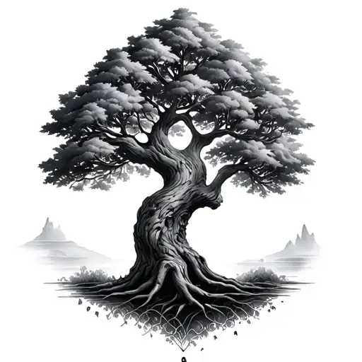 i want a tattoo that repsresents the tree of life but somehow split into two since I have two sons tattoo design idea