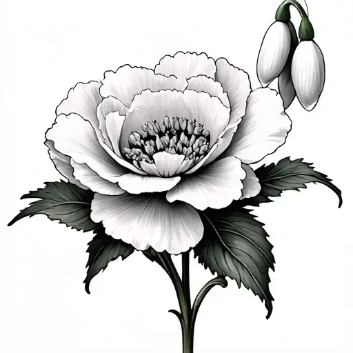 Carnation And Snowdrop tattoo design idea